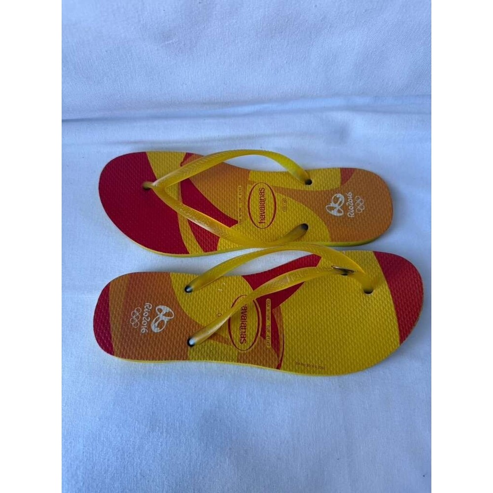 Havaianas Rio 2016 Olympic Flip Flops Yellow Red Women's 9/10 EU 41/42